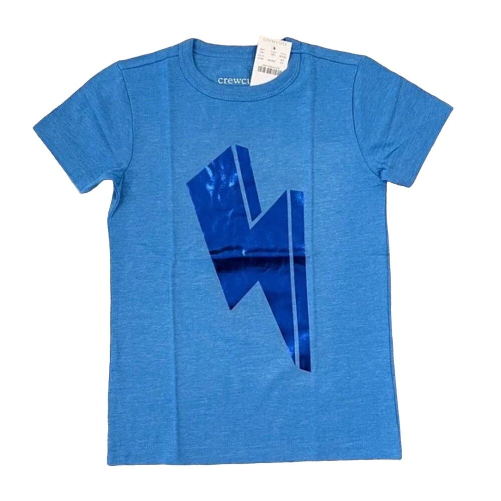 NWT J. Crew Kids' Blue W/Lightening Bolt Metallic Graphic T-Shirt